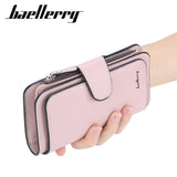 Women's High PU Long Purse Solid Clasp Mobile Phone Bag Hot Wallet