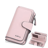 Women's High PU Long Purse Solid Clasp Mobile Phone Bag Hot Wallet