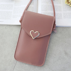 Women's Key Holder Bag Heart-Shaped Decor Transparent Touch Screen