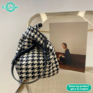 Women's Retro Plaid Shoulder Bag Casual Tote Handbag