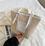 Women's Large Capacity Straw Shoulder Bag Beach Handbag Totes