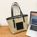 Women's Large Capacity Straw Shoulder Bag Beach Handbag Totes
