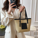 Women's Large Capacity Straw Shoulder Bag Beach Handbag Totes
