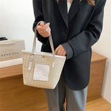 Women's Large Capacity Straw Shoulder Bag Beach Handbag Totes