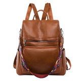 Women's Large Capacity Leather Travel Backpack for Dogs