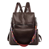 Women's Large Capacity Leather Travel Backpack for Dogs
