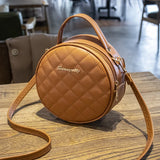 Women's Round Crossbody Messenger Bag Lingge Totes Handbag