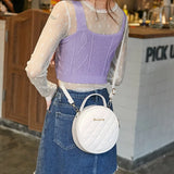 Women's Round Crossbody Messenger Bag Lingge Totes Handbag
