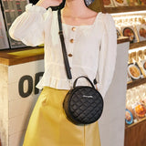 Women's Round Crossbody Messenger Bag Lingge Totes Handbag