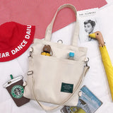 Women's One Shoulder Canvas Bag Art College Student Backpack