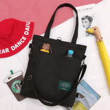 Women's One Shoulder Canvas Bag Art College Student Backpack