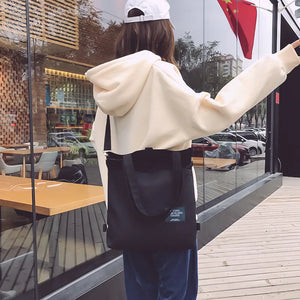 Women's One Shoulder Canvas Bag Art College Student Backpack