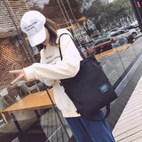 Women's One Shoulder Canvas Bag Art College Student Backpack
