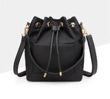 Women's Canvas Shoulder Bag with Pocket, Nylon Bucket Bag