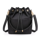 Women's Canvas Shoulder Bag with Pocket, Nylon Bucket Bag