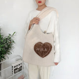 Women's Lamb Fabric Shoulder Bag Handbag Tote Large Capacity