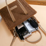 Women's Lambswool Crossbody Bag Plush Tote Small Handbag for Casual Wear