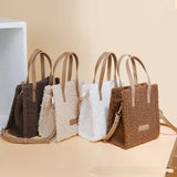 Women's Lambswool Crossbody Bag Plush Tote Small Handbag for Casual Wear