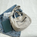 Women's Large Canvas Crossbody Bag Cotton Cloth School Shoulder Handbag