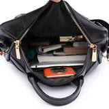 Women's Large Capacity Leather Backpack Retro Travel School Bag