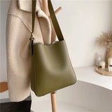 Women's Large Capacity PU Leather Shoulder Bag Bucket Leisure Travel Handbags
