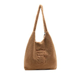 Large Capacity Plush Winter Shoulder Bag Lamb Wool Handbag Soft Bear Tote