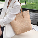 Large Straw Woven Shoulder Bag for Women Summer Travel Beach