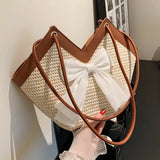 Women's Large Capacity Shoulder Bag Straw Woven Handbag Tote