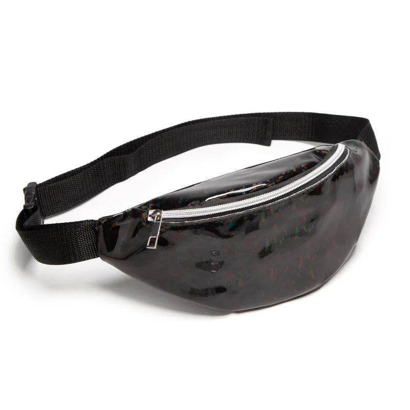 Women's Laser Sequin Shoulder Bag Chest Bags Female Holographic Waist Belt Bag
