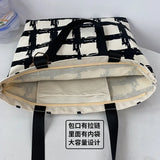 Women's Lattice Print Eco Bag Large Capacity Shoulder Tote for Ladies