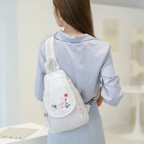 Women's Leather Backpack Embroidered Shoulder Bag Female PU Backpacks