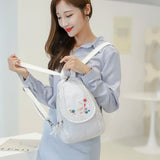 Women's Leather Backpack Embroidered Shoulder Bag Female PU Backpacks