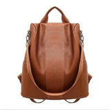 Women's Leather Backpack Anti-Theft Rucksack Zipper