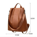Women's Leather Backpack Anti-Theft Rucksack Zipper