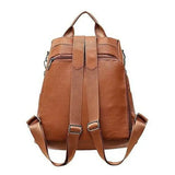 Women's Leather Backpack Anti-Theft Rucksack Zipper