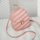 Women's Leather Mini School Backpack for Teenage Girls Small Female Bag