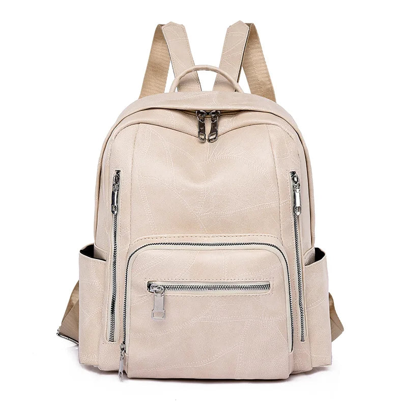Vintage Pu Leather Women's Backpack Large School Bag