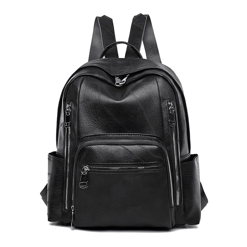 Vintage Pu Leather Women's Backpack Large School Bag