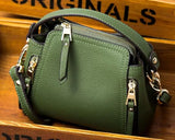 Women's Leather Messenger Bucket Bag