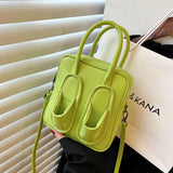 Leather Shoulder Bag Slippers Outer Handbag Zipper Square Casual Crossbody Bag