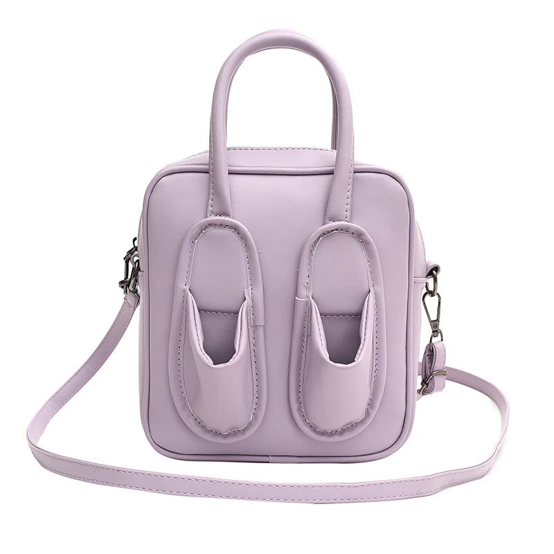 Leather Shoulder Bag Slippers Outer Handbag Zipper Square Casual Crossbody Bag