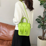Leather Shoulder Bag Slippers Outer Handbag Zipper Square Casual Crossbody Bag