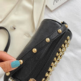 Leather Shoulder Bags Diamond Crossbody Rivet Tote Cylindrical Chain Handbags