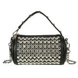 Leather Shoulder Bags Diamond Crossbody Rivet Tote Cylindrical Chain Handbags
