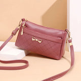 Women's Leather Small Wallet Messenger Shoulder Bag High Bow Handbag