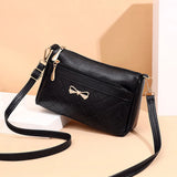 Women's Leather Small Wallet Messenger Shoulder Bag High Bow Handbag