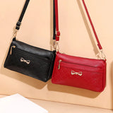 Women's Leather Small Wallet Messenger Shoulder Bag High Bow Handbag