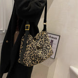 Leopard Shoulder Bag for Lady Canvas Tote Handbag Stylish Bag
