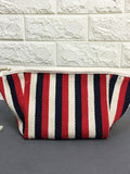 Women's Letter Printed Canvas Storage Small Bag Zipper Stripes Ladies Cosmetic