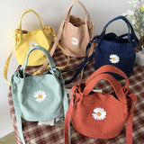 Women's Daisy Canvas Shoulder Bag Small Handbag Totes Vintage Purse
